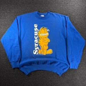 Garfield Vintage 90s Tultex Syracuse Sweatshirt Blue L Made in USA Jim Davis